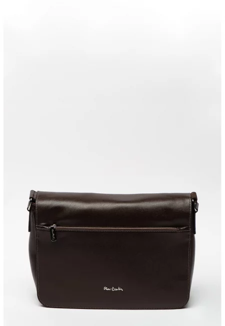 Кожена чанта с малко лого - Кафяв