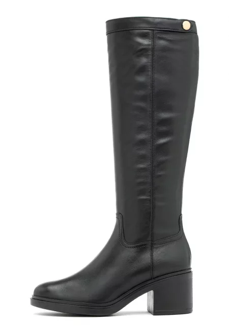 Кожени ботуши до коляното Maggie - Избеляло черно