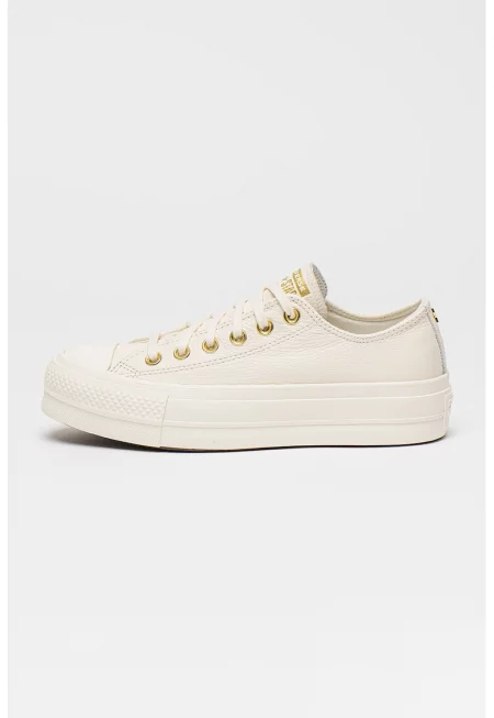 Кожени спортни обувки Chuck Taylor All Star с подсилен връх - Мръснобял