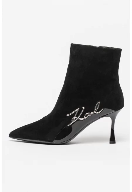 Лачени боти Sienna от кожа и велур - Черен