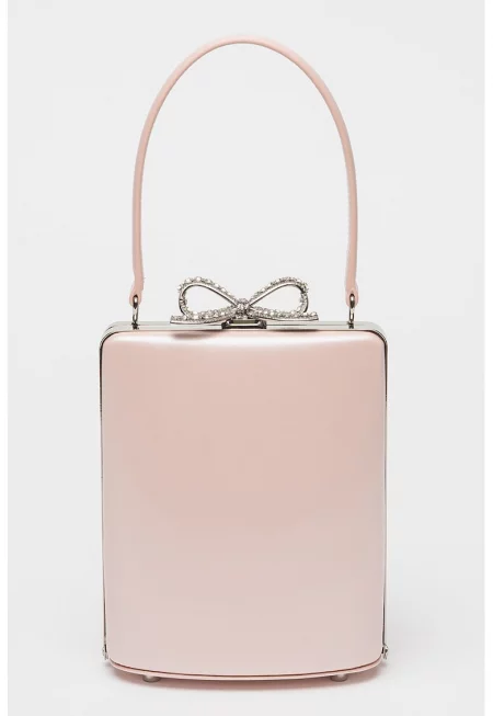 Малка чанта с метална панделка - Розова сьомга