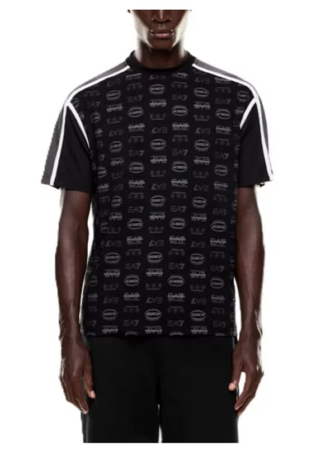Мъжка тениска  TRAIN GRAPHIC SERIES M TEE SS MONOGRAM ALL OVER - Памук - Черна - Черен