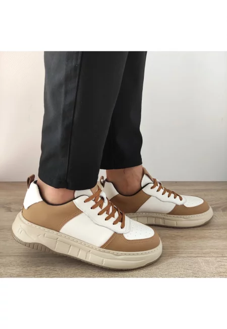 Мъжки ежедневни обувки  8268 Cream With Taupe - Cream With Taupe - Бежов/Крем