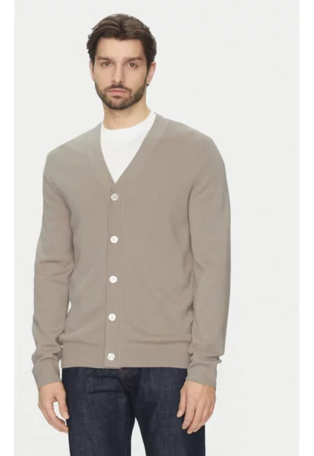 Мъжки кардиган -  304810077 - Мериносова вълна - Бежов