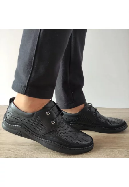 Мъжки перфорирани обувки  64000A 01-N Черен