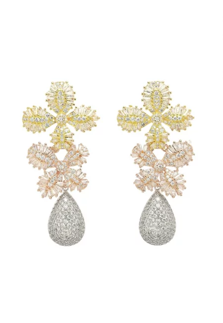 Обеци с 18К позлата и кристали