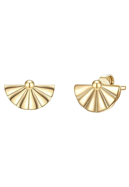 Обеци с покритие от 14К злато и винтчета - Златист/Жълт