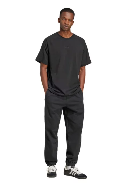 Памучен спортен панталон с бродирано лого - Избеляло черно