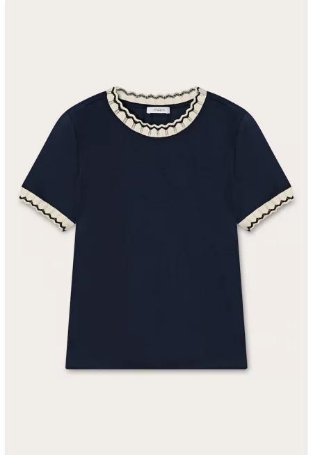 Памучна тениска с контрасти