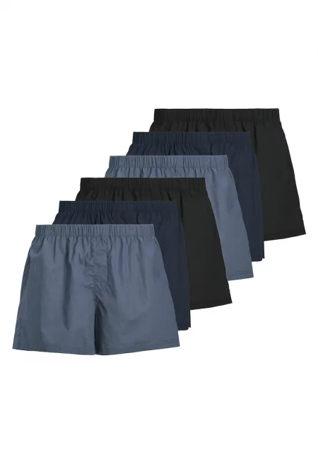 Памучни боксерки с еластична талия - 6 чифта - Тъмносин