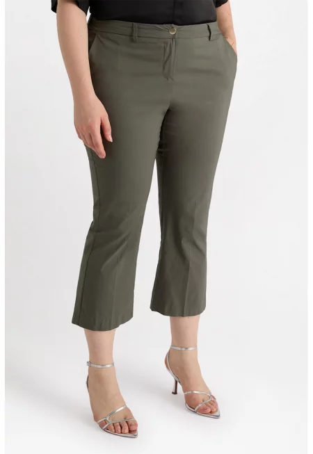 Панталон капри със скосени джобове - Каки