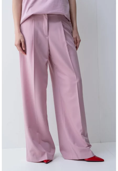 Панталон с широк крачол - Светлорозов