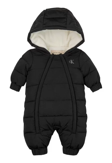 Подплатен гащеризон с качулка - Черен