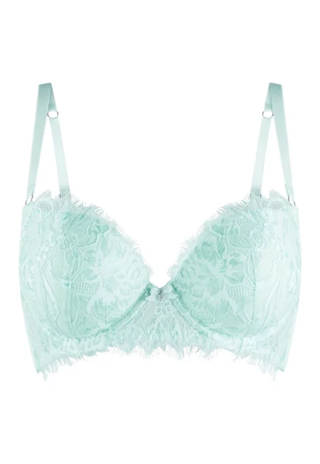 Повдигащ сутиен с дантела - Син