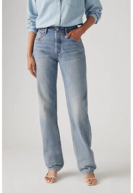 Прави дънки с лиосел - Светлосин меланж