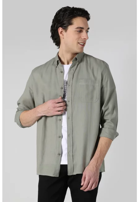 Риза с памук и джоб