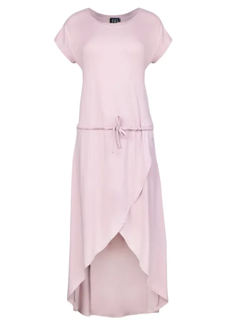 Рокля  M394 - розова - вискоза - къс ръкав -