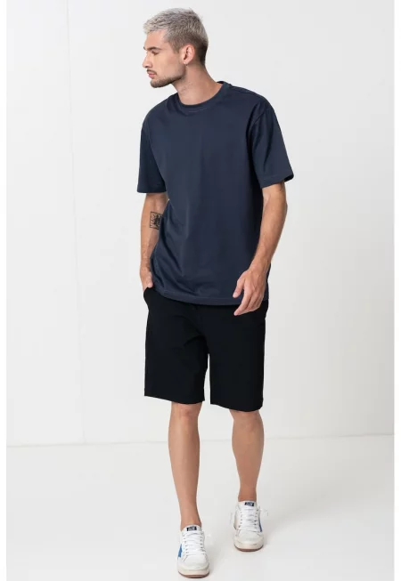 Шорти с еластична талия и джобове - Черен