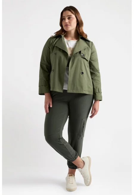 Слим панталон с джоб с цип - Тъмнозелен