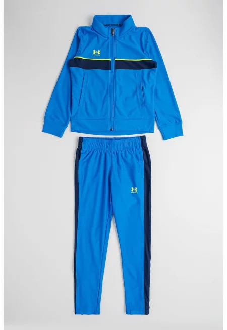 Спортен екип с цип и лого - Кралско Синьо/Лайм зелено