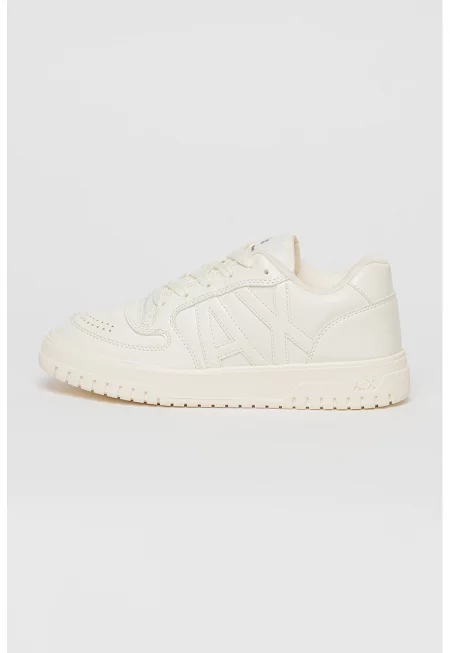 Спортни обувки от еко кожа с лого - Крем