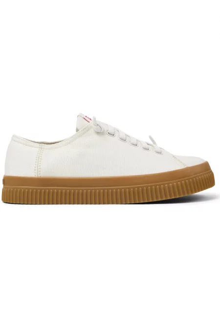 Спортни обувки от памук с лого - Карамел/Мръснобял