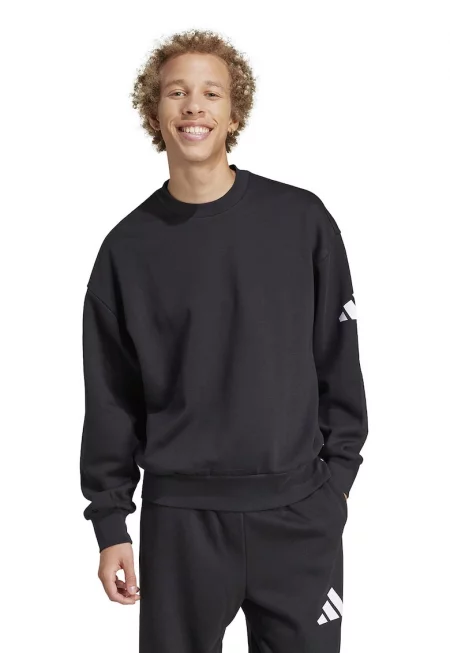 Свободен суитшърт Essentials с паднали ръкави - Бял/Черен