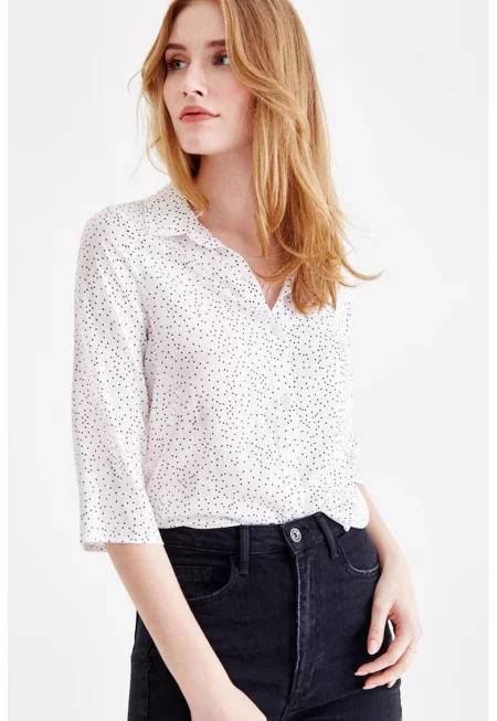 Свободна риза с десен и 3/4 ръкави