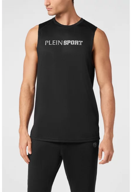 Тениска без ръкави с лого - Черен