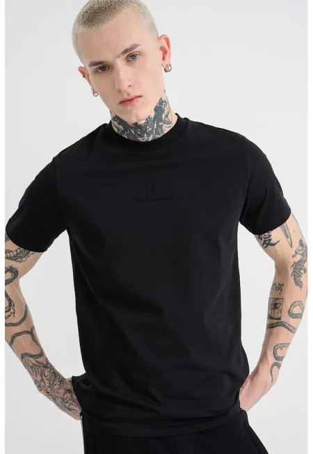 Тениска с овално деколте - Черен