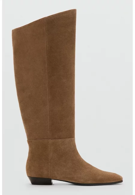 Велурени ботуши до коляното - Камел