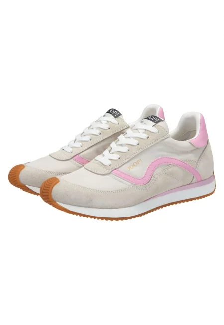 Велурени спортни обувки 26673 с текстил - Бежов/Розово