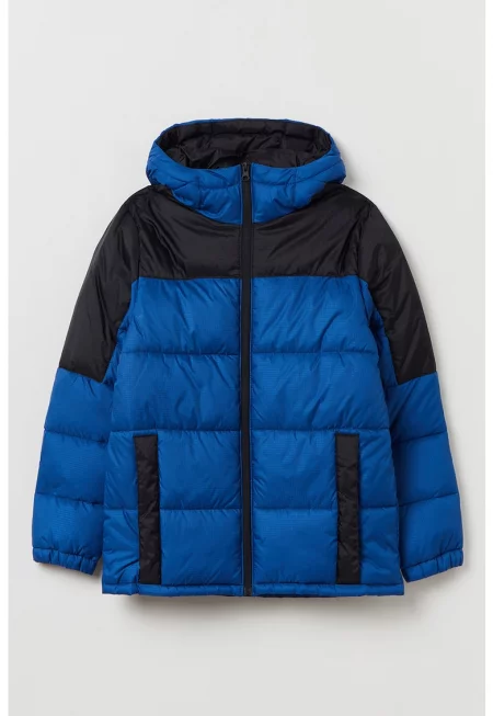 Зимно яке с качулка и цветен блок