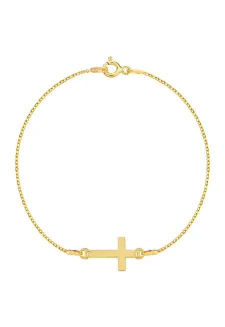 Златна гривна 585 - 14К с висулка кръст - 18 CM