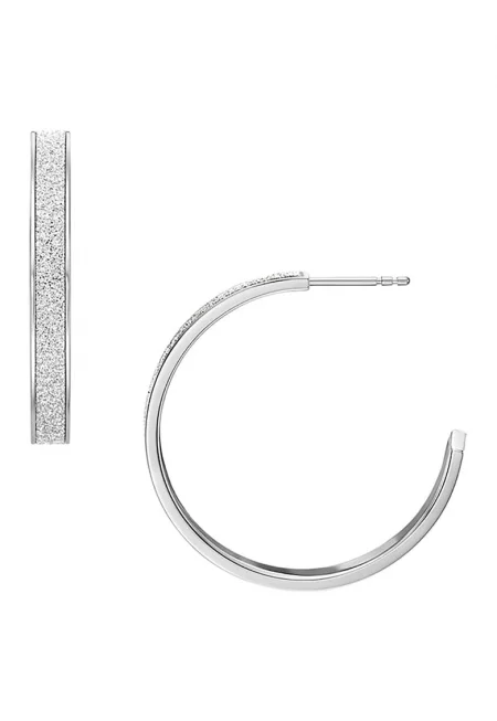 Бляскави обеци тип халки - Сребрист