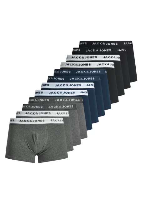 Боксерки с лого на талията - 12 чифта - Черен/Сив/Син