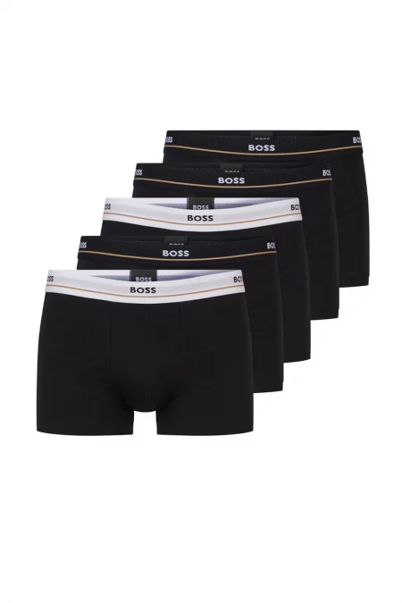 Боксерки с памук с лого - 5 чифта - Черен