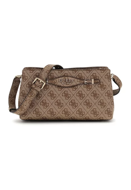 Чанта от еко кожа с принт - Светлокафяв