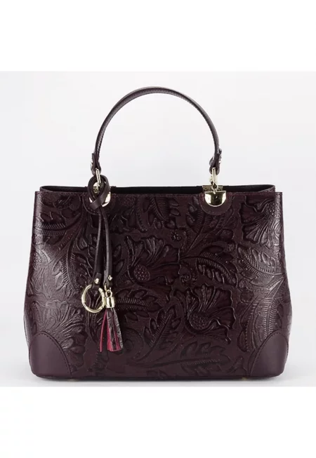 Чанта тъмно бордо от естествена кожа 8952 122 18098