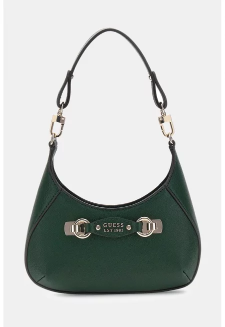 Чанта за рамо от еко кожа и метално лого - Бледозелен