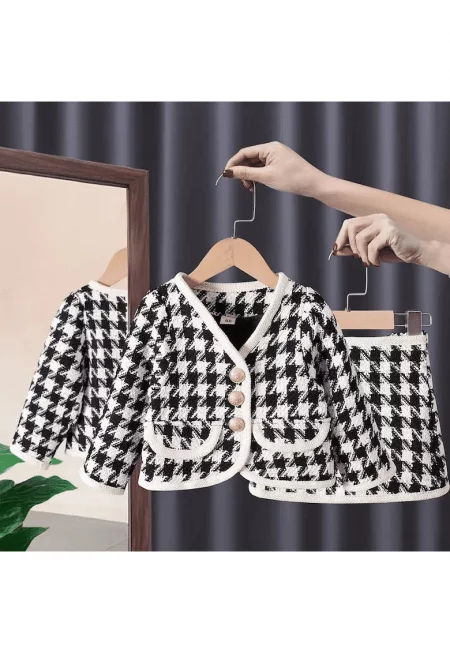 Черен кариран анцуг 2 бр.черен и бял