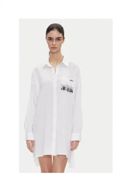 Дамска риза -  модел DKNY-YI30048 - памук и вискоза - бяла