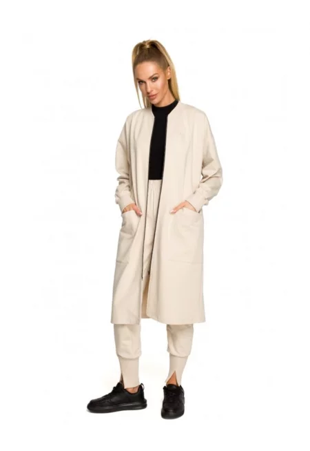 Дамски блейзър  С цип - Памук - Еластан - Бежов