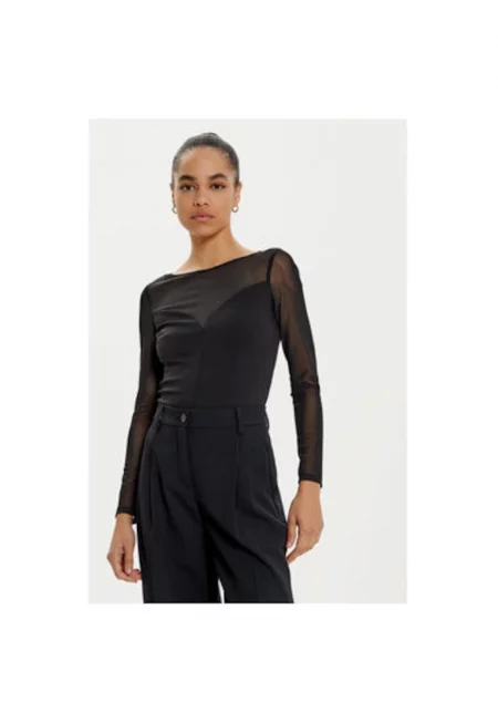 Дамски боди -  304891106 - Полиестер - Черен - Черен