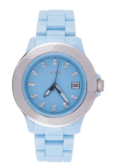 Дамски часовник  40 мм - синя пластмасова каишка - водоустойчив 5 АТМ