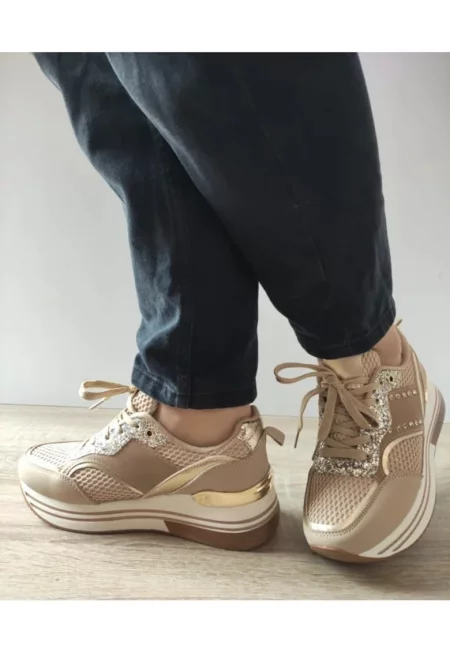 Дамски ежедневни обувки  Wsc250125-8 Бежови със златист - Бежов