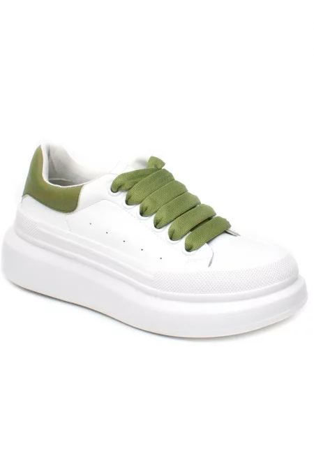 Дамски обувки 232806 бяло/зелено -  Бял/Зелен