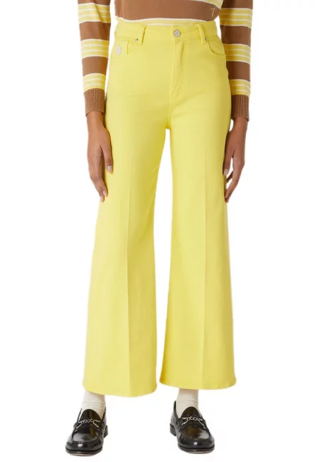Дамски панталон -  Памук/Еластан - Жълт - Жълт