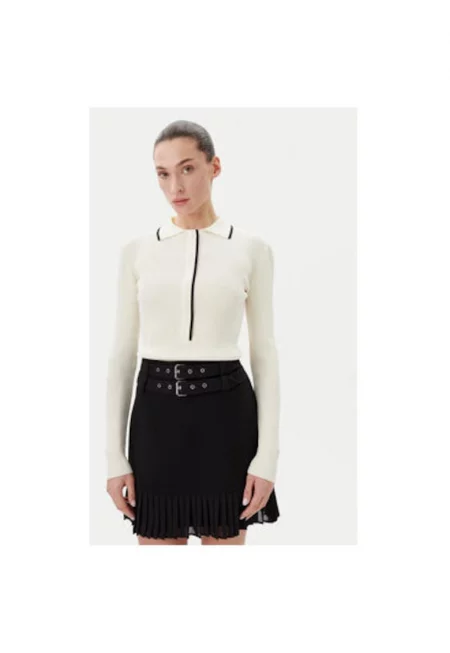 Дамски пуловер  BBW3653 - Вискоза/Полиамид - Бял - Бял