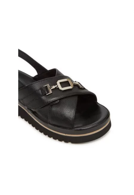 Дамски сандали - 12-50504-01 -  Естествена кожа - Черен